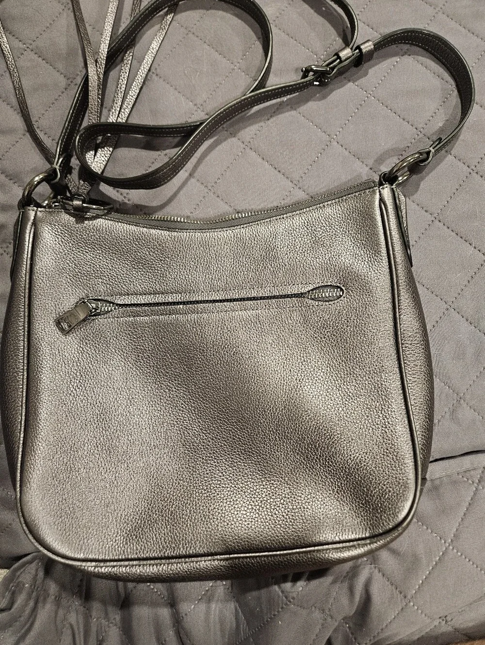 Coach Metallic Pewter Leather Chaise Crossbody Bag